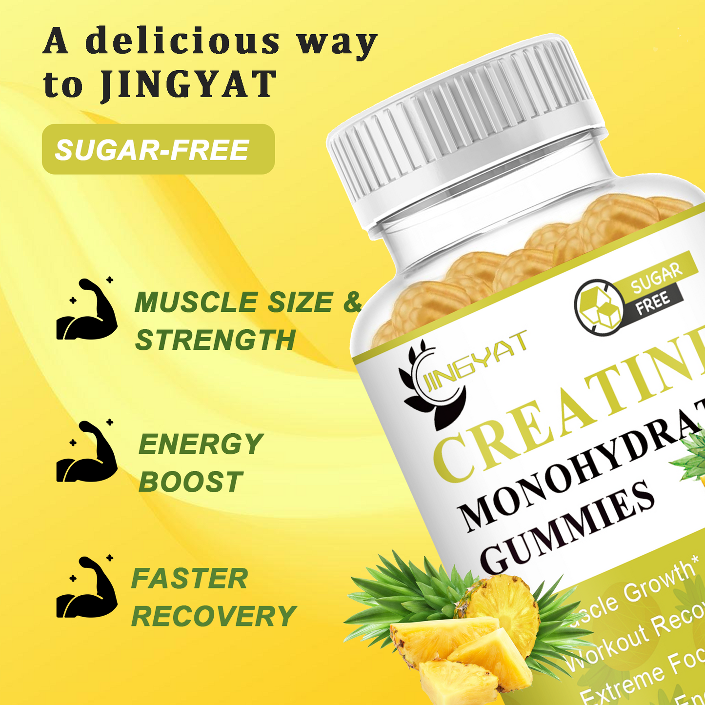 Creatine Gummy 5g, Sugar Free Creatine Monohydrate Supplement Gummies for Men & Women, Chewable Creatine Monohydrate for Muscle Strength, Muscle Builder, Energy Boost, Pre-Workout, 30 Servings